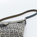 FENDI Zucchino Canvas Mamma Baguette Shoulder Bag Navy Silver Auth 189693V-8