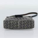 FENDI Zucchino Canvas Mamma Baguette Shoulder Bag Navy Silver Auth 189693V-5