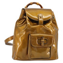 GUCCI Bamboo Backpack Patent Leather Bronze Gold 003 1705 0030 Auth 189694-1