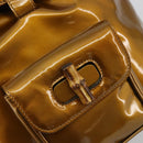 GUCCI Bamboo Backpack Patent Leather Bronze Gold 003 1705 0030 Auth 189694-20