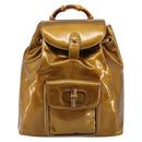 GUCCI Bamboo Backpack Patent Leather Bronze Gold 003 1705 0030 Auth 189694-13