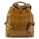 GUCCI Bamboo Backpack Patent Leather Bronze Gold 003 1705 0030 Auth 189694-2