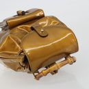 GUCCI Bamboo Backpack Patent Leather Bronze Gold 003 1705 0030 Auth 189694-6
