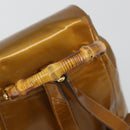 GUCCI Bamboo Backpack Patent Leather Bronze Gold 003 1705 0030 Auth 189694-7