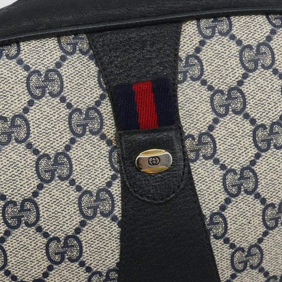 GUCCI GG Supreme Sherry Line Clutch Tas PVC Marine Goud 89 01 034 Auth 189696