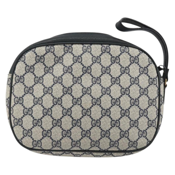GUCCI GG Supreme Sherry Line Clutch Tas PVC Marine Goud 89 01 034 Auth 189696