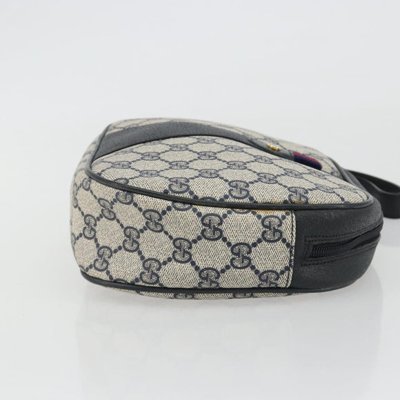 GUCCI GG Supreme Sherry Line Clutch Tas PVC Marine Goud 89 01 034 Auth 189696
