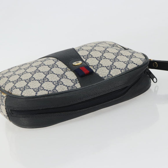GUCCI GG Supreme Sherry Line Clutch Tas PVC Marine Goud 89 01 034 Auth 189696