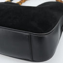 GUCCI Bamboo Shoulder Bag Suede 2way Black Gold 0013754 1638 Auth 189697-10
