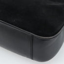 GUCCI Bamboo Shoulder Bag Suede 2way Black Gold 0013754 1638 Auth 189697-16