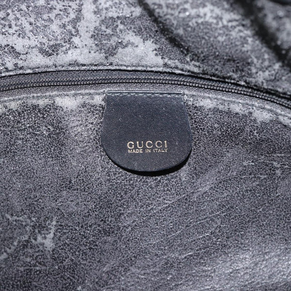 GUCCI Bamboo Shoulder Bag Suede 2way Black Gold 0013754 1638 Auth 189697