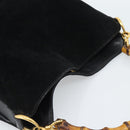 GUCCI Bamboo Shoulder Bag Suede 2way Black Gold 0013754 1638 Auth 189697-6