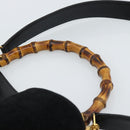 GUCCI Bamboo Shoulder Bag Suede 2way Black Gold 0013754 1638 Auth 189697-8