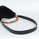 GUCCI Bamboo Shoulder Bag Suede 2way Black Gold 0013754 1638 Auth 189697-9