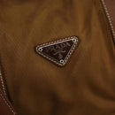 PRADA Boston Bag Nylon 2way Brown Silver Auth 189699-19