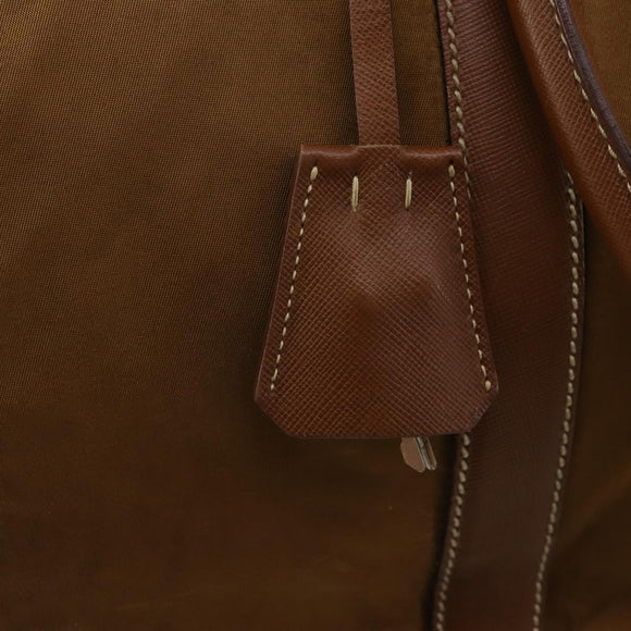 PRADA Boston Bag Nylon 2way Brown Silver Auth 189699