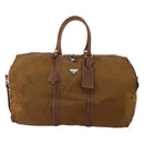 PRADA Boston Bag Nylon 2way Brown Silver Auth 189699-13