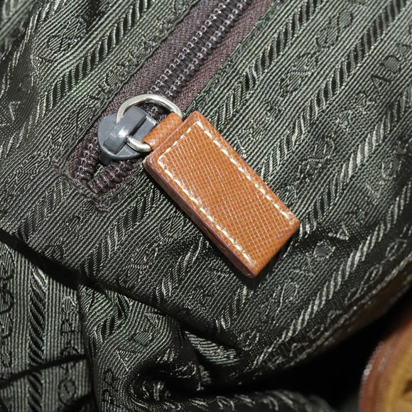 PRADA Boston Bag Nylon 2way Brown Silver Auth 189699