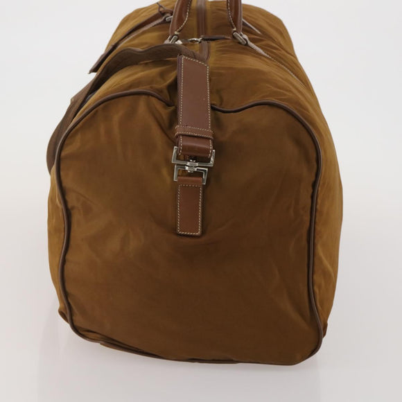 PRADA Boston Bag Nylon 2way Brown Silver Auth 189699