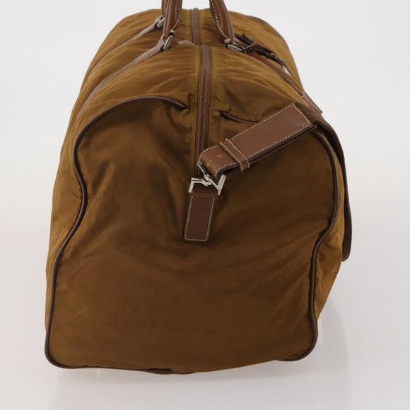 PRADA Boston Bag Nylon 2way Brown Silver Auth 189699
