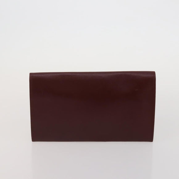 CARTIER Must Line Shoulder Bag Leather 5 Set Bordeaux Beige Auth 189700