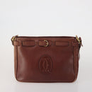 CARTIER Must Line Shoulder Bag Leather 5 Set Bordeaux Beige Auth 189700-2