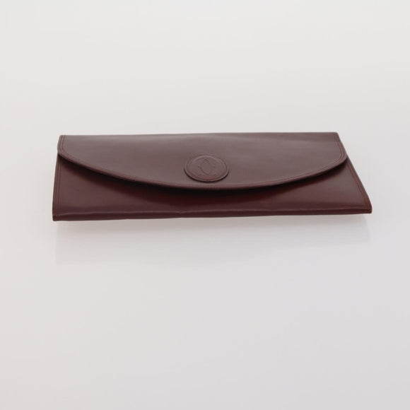 CARTIER Must Line Shoulder Bag Leather 5 Set Bordeaux Beige Auth 189700