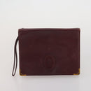 CARTIER Must Line Shoulder Bag Leather 5 Set Bordeaux Beige Auth 189700-22