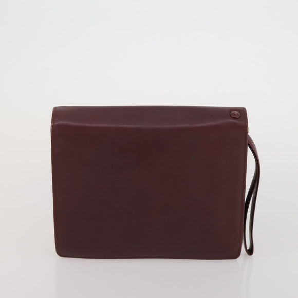 CARTIER Must Line Shoulder Bag Leather 5 Set Bordeaux Beige Auth 189700