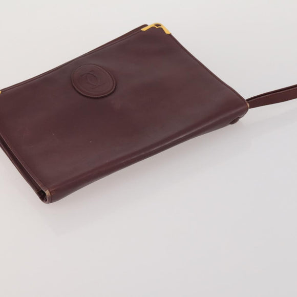 CARTIER Must Line Shoulder Bag Leather 5 Set Bordeaux Beige Auth 189700