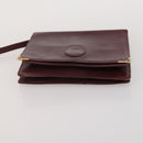 CARTIER Must Line Shoulder Bag Leather 5 Set Bordeaux Beige Auth 189700-26