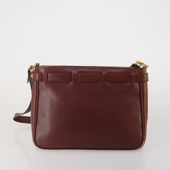 CARTIER Must Line Shoulder Bag Leather 5 Set Bordeaux Beige Auth 189700