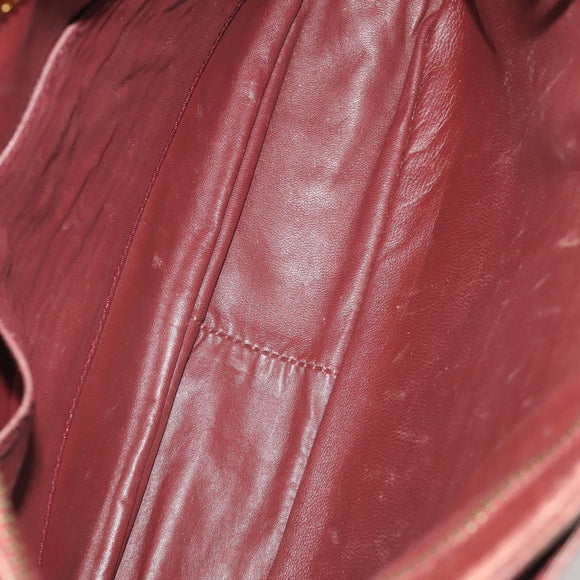 CARTIER Must Line Shoulder Bag Leather 5 Set Bordeaux Beige Auth 189700