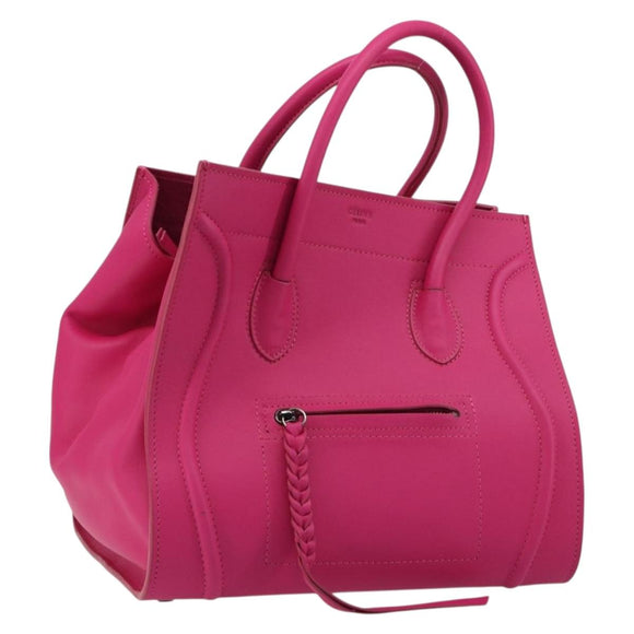 CELINE Luggage Phantom Hand Bag Leather Pink Silver Auth 189707A