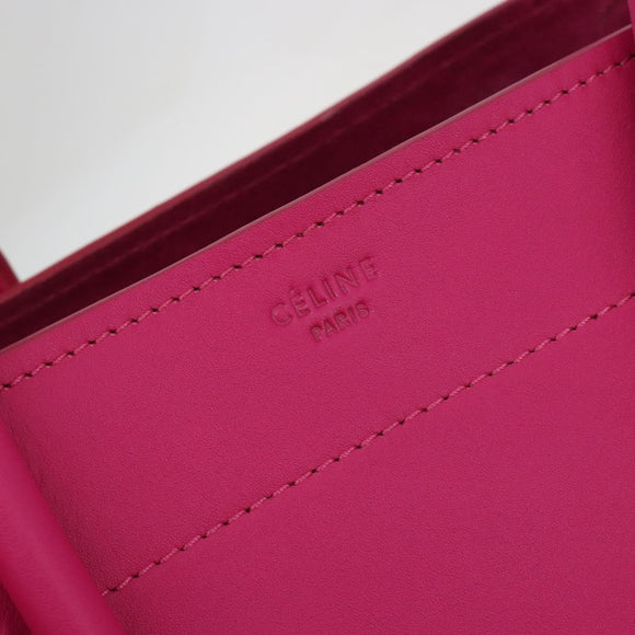 CELINE Luggage Phantom Hand Bag Leather Pink Silver Auth 189707A