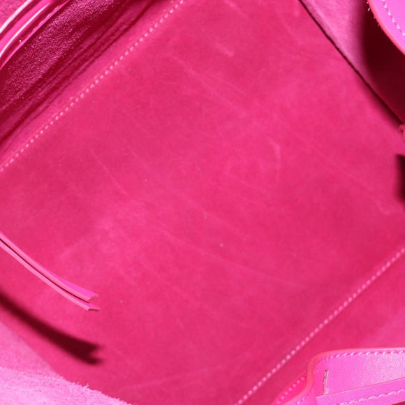 CELINE Luggage Phantom Hand Bag Leather Pink Silver Auth 189707A