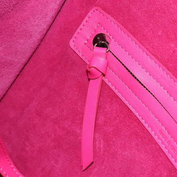 CELINE Luggage Phantom Hand Bag Leather Pink Silver Auth 189707A