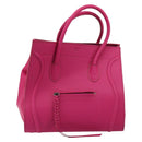 CELINE Luggage Phantom Hand Bag Leather Pink Silver Auth 189707A-2