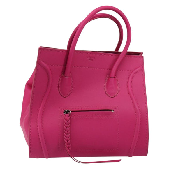 CELINE Luggage Phantom Hand Bag Leather Pink Silver Auth 189707A
