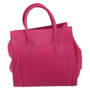 CELINE Luggage Phantom Hand Bag Leather Pink Silver Auth 189707A-3
