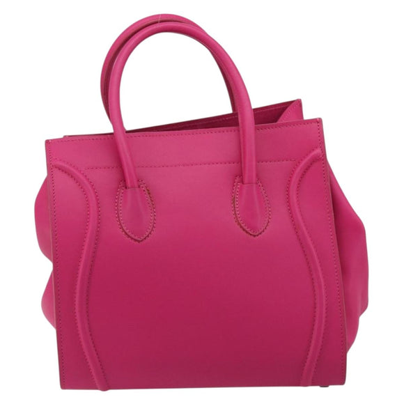 CELINE Luggage Phantom Hand Bag Leather Pink Silver Auth 189707A