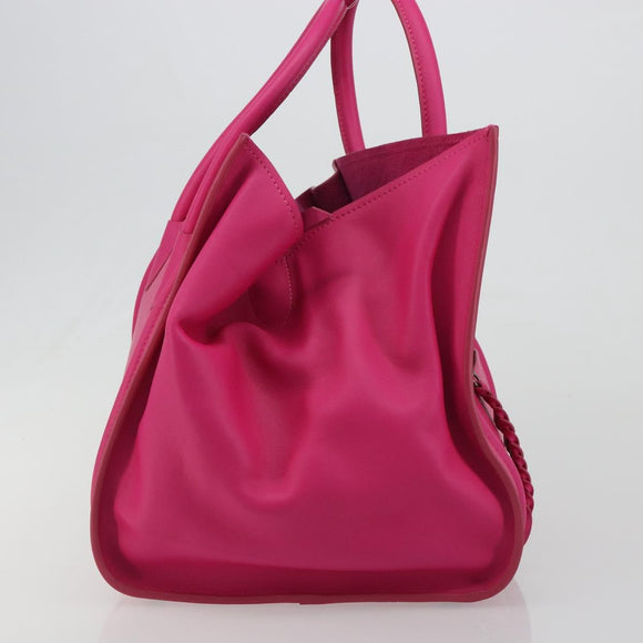 CELINE Luggage Phantom Hand Bag Leather Pink Silver Auth 189707A