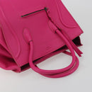 CELINE Luggage Phantom Hand Bag Leather Pink Silver Auth 189707A-6