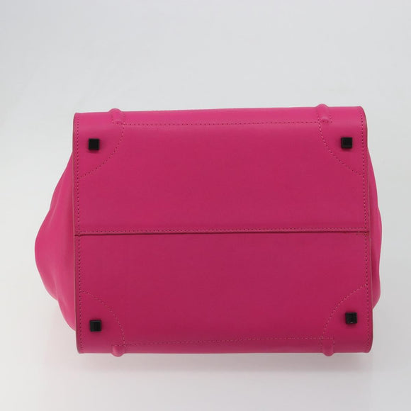 CELINE Luggage Phantom Hand Bag Leather Pink Silver Auth 189707A