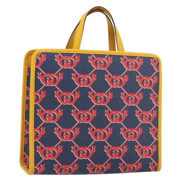 GUCCI GG Supreme Children's Hand Bag PVC Navy 605614 Auth 189710M