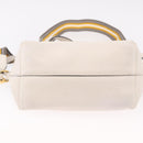 PRADA Hand Bag Vittero Dino Leather 2way White Gold Auth 189711A-5