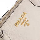 PRADA Hand Bag Vittero Dino Leather 2way White Gold Auth 189711A-23