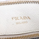 PRADA Hand Bag Vittero Dino Leather 2way White Gold Auth 189711A-24