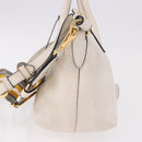 PRADA Hand Bag Vittero Dino Leather 2way White Gold Auth 189711A-3
