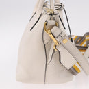 PRADA Hand Bag Vittero Dino Leather 2way White Gold Auth 189711A-4